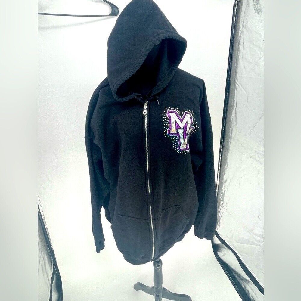 Gildan women's zip up sweatshirt, size 3X black and purple